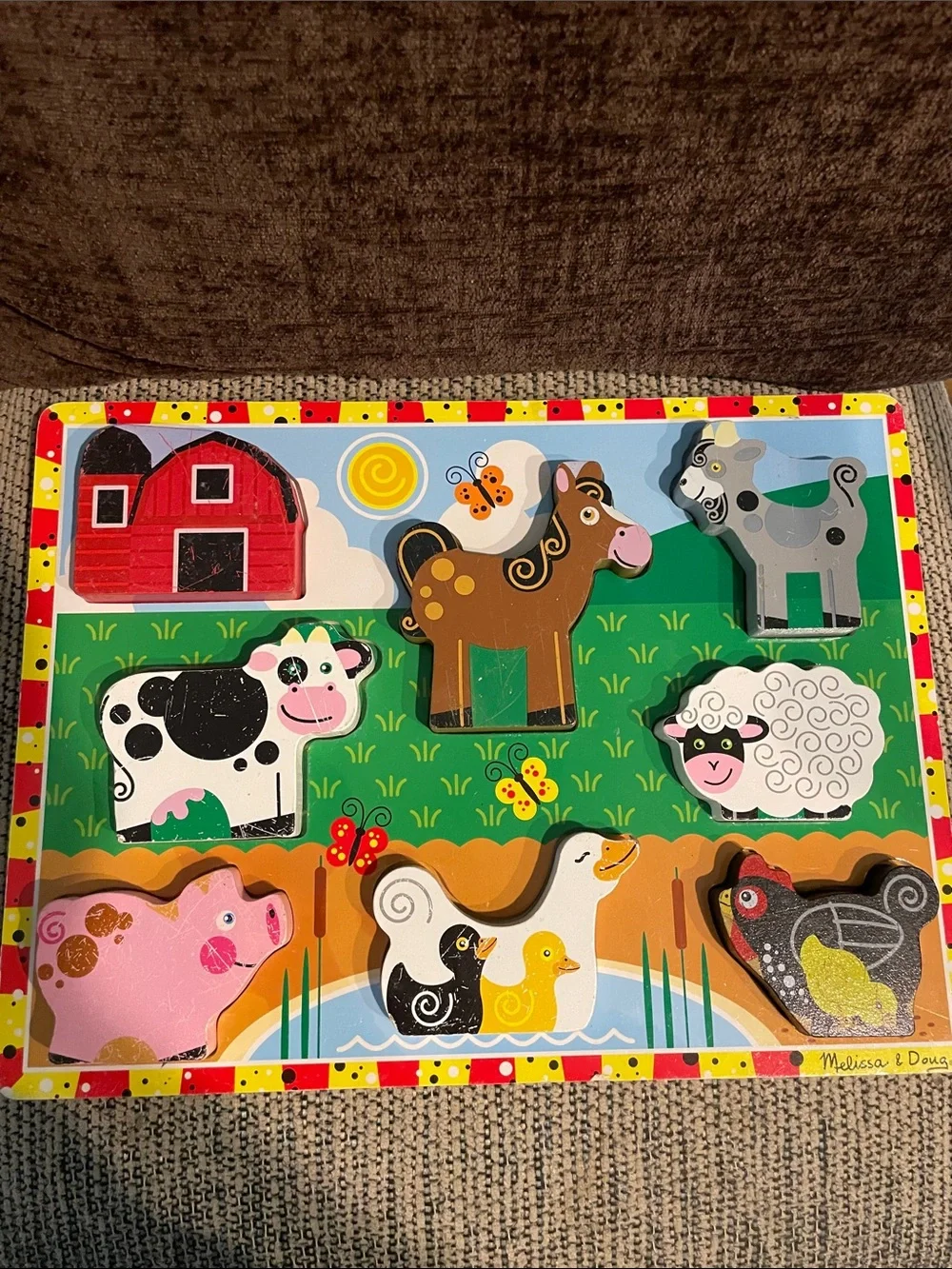 Two Melissa & Doug chunky wooden puzzles. Safari & Farm animals.